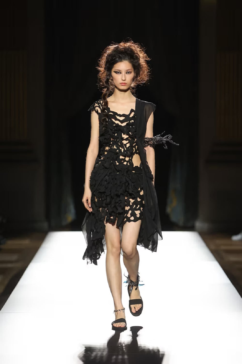 Cut-Out Dress with Sheer Overlay and Platform Sandals — Indie Sleaze Outfits