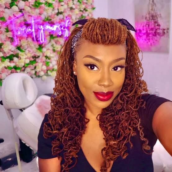 Shoulder Length Light Brown Locs With Blonde Highlights Shoulder Length Light Brown Locs With Blonde Highlights — Loc Half Up Half Down