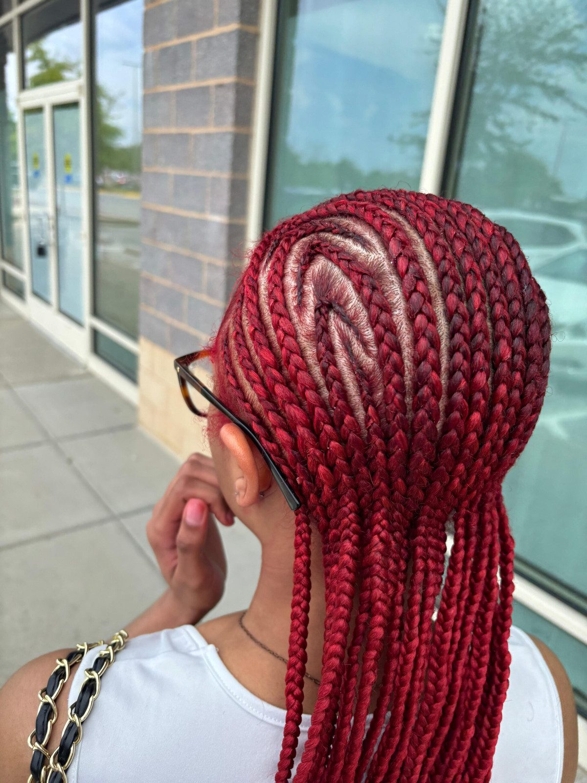 Red Cornrows with Intricate Parting — Red Braids