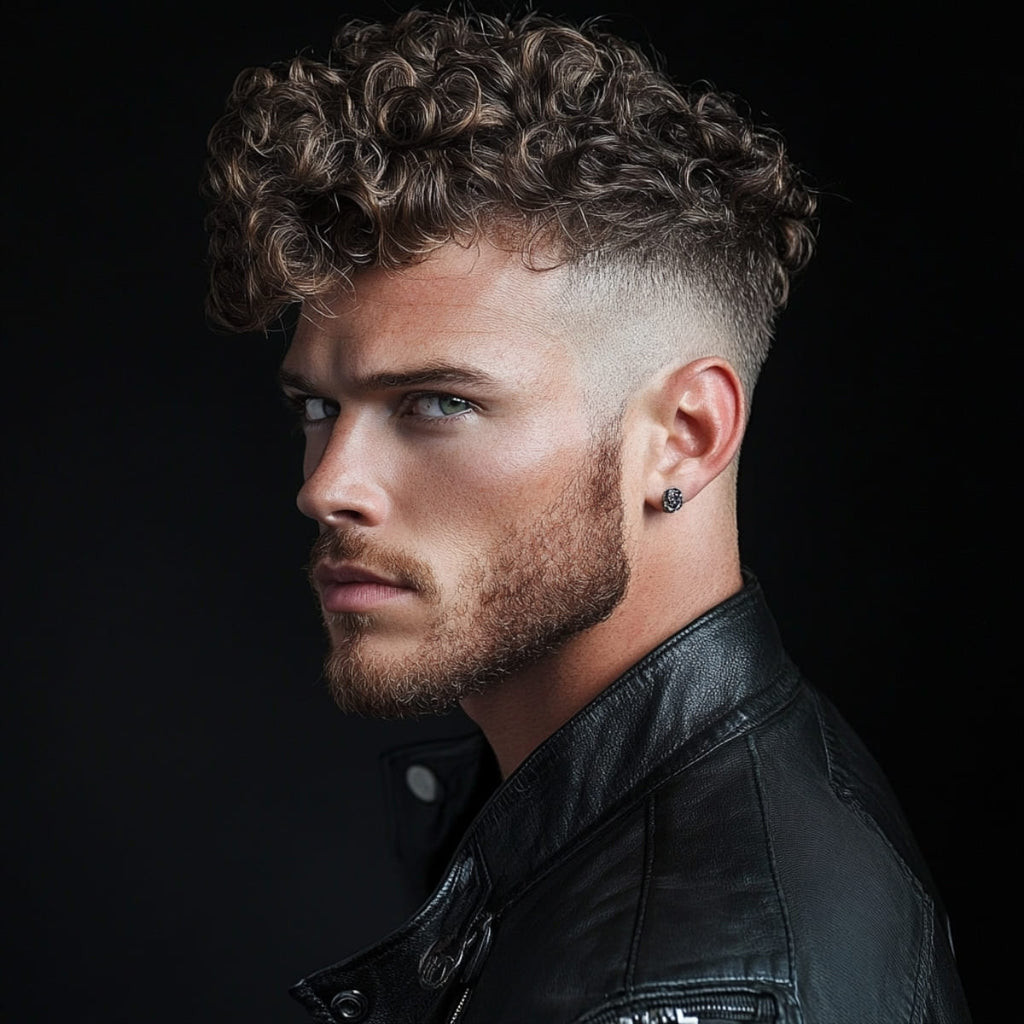 Dark Brown With Blonde Highlights Visual Idea — Curly Hairstyles for Men
