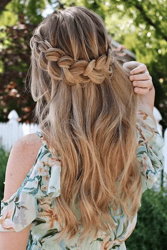 Shoulder-Length Braided Crown Half Up — Half Up Half Down Hairstyles