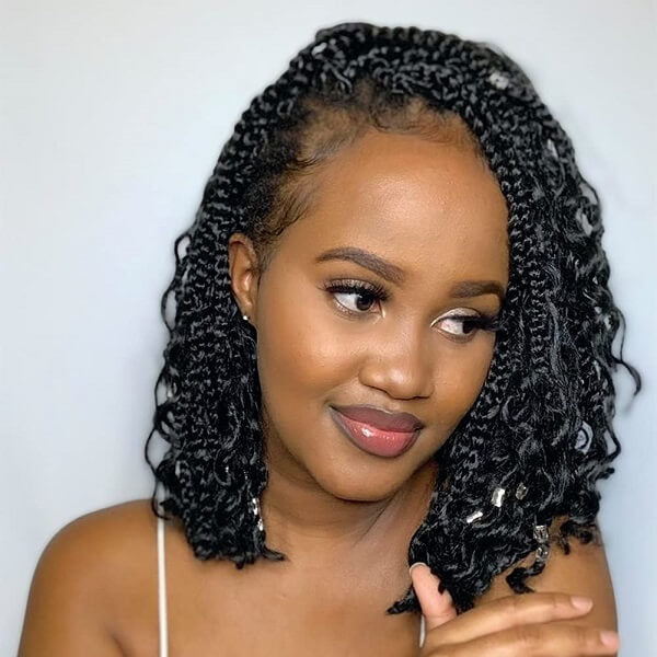 Short Bob Micro Braids with Curly Ends Short Bob Micro Braids with Curly Ends — Braids for Short Hair