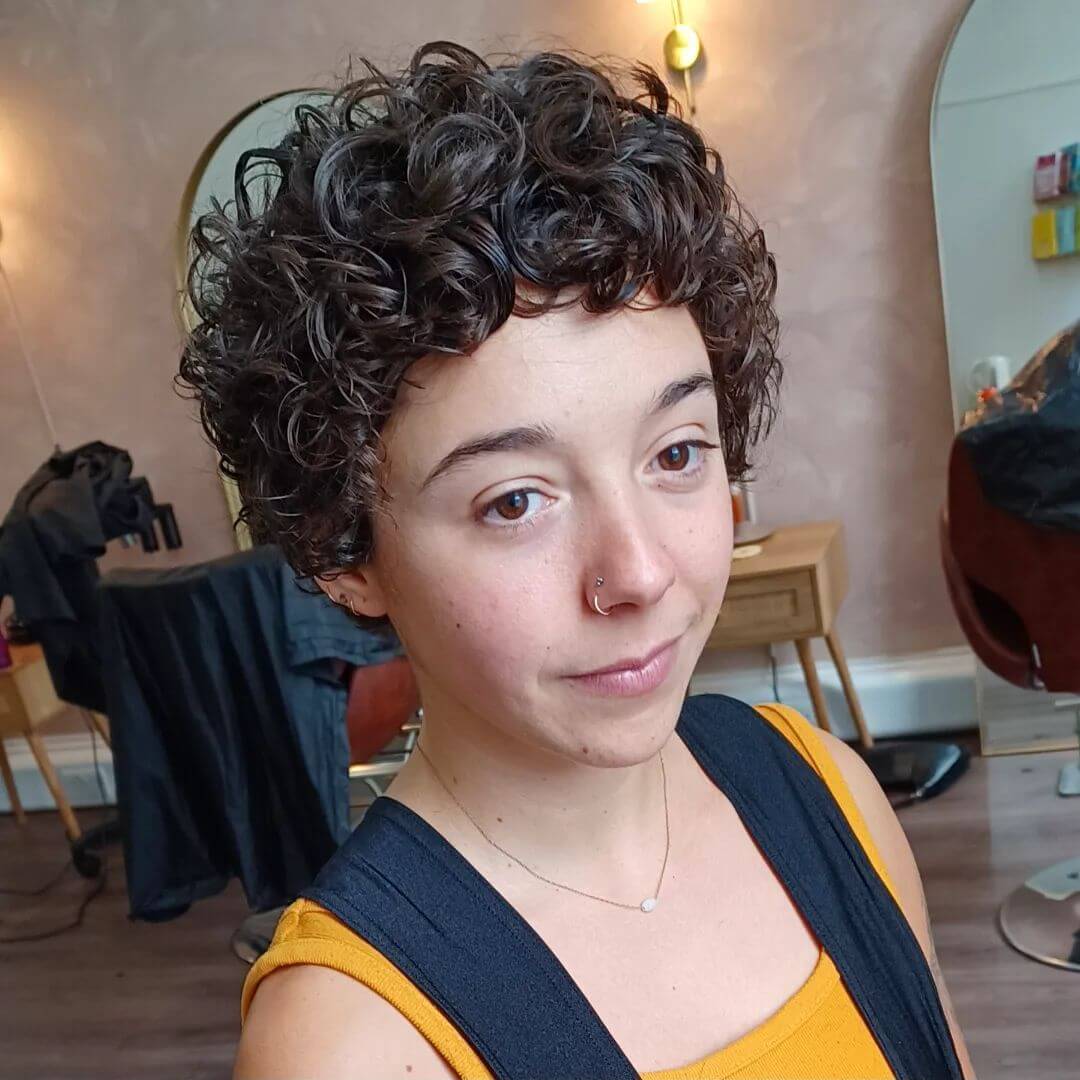 Textured Dark Brown Pixie With Middle Part — Curly Hairstyles