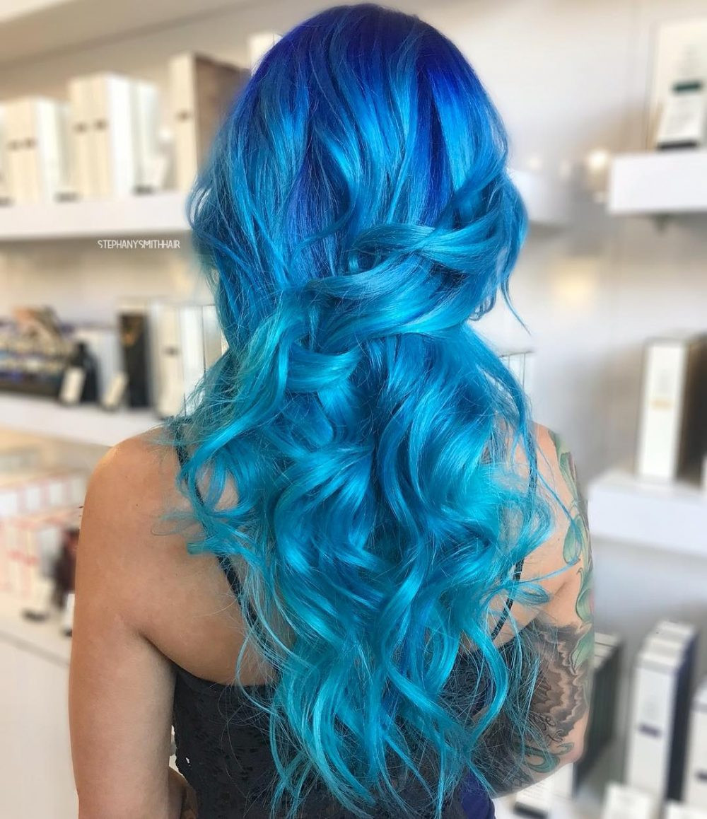 Blue Ombre Loose Waves Blue Ombre Loose Waves — Royal Blue Hair