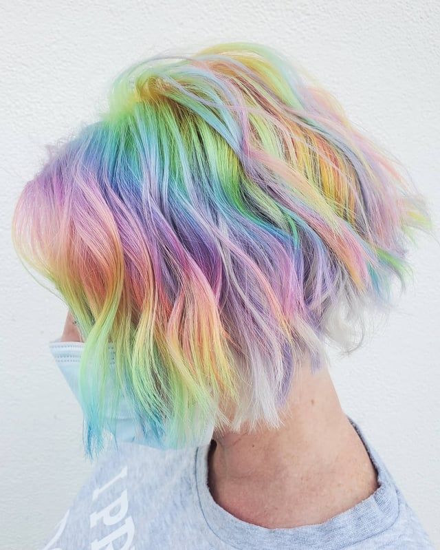 Chin Length Bob Textured Waves Chin Length Bob Textured Waves — Pastel Rainbow Hair