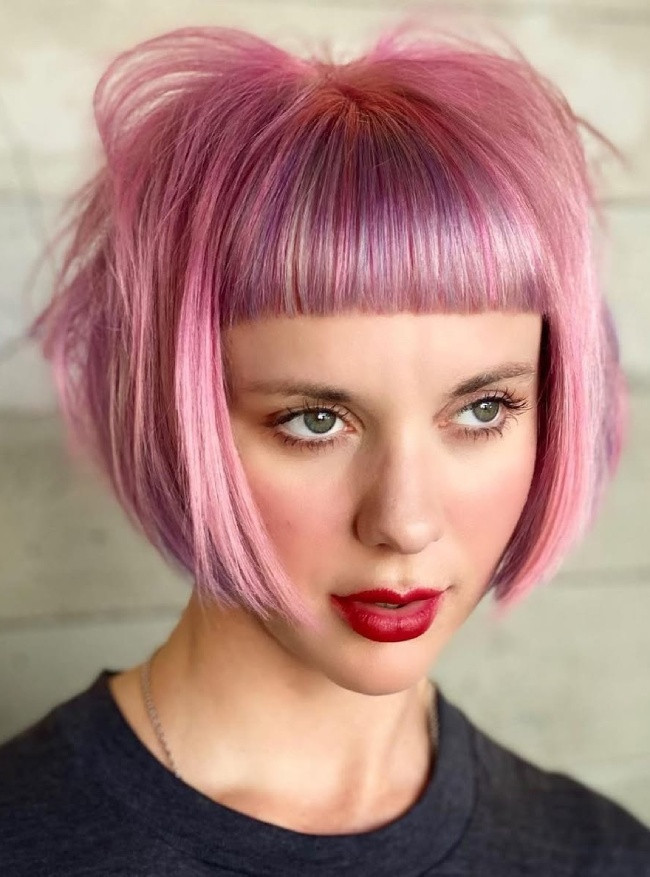 Precision Bob With Micro Fringe — Bubblegum Pink Hair