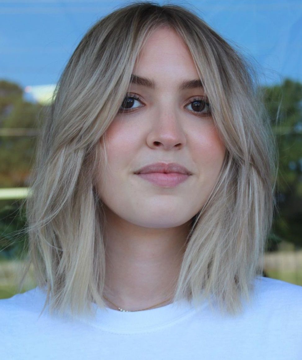 Angled Bob With Full Bangs Angled Bob With Full Bangs — Hairstyles for Round Faces
