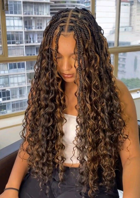Box Braids With Caramel Highlights — Braids for Long Hair
