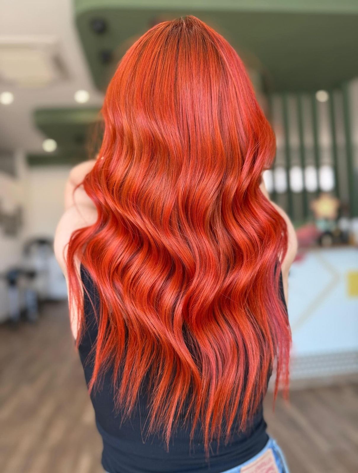 Fiery Red-Orange Layered Waves Fiery Red-Orange Layered Waves — Tangerine Hair