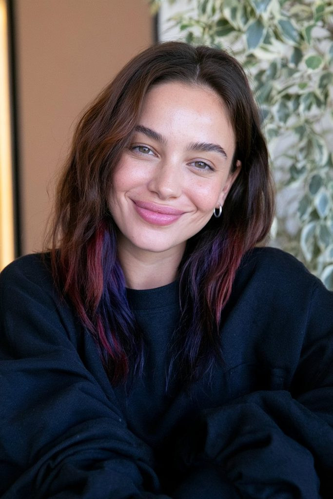 No Bangs Visual Idea — Black Cherry Hair