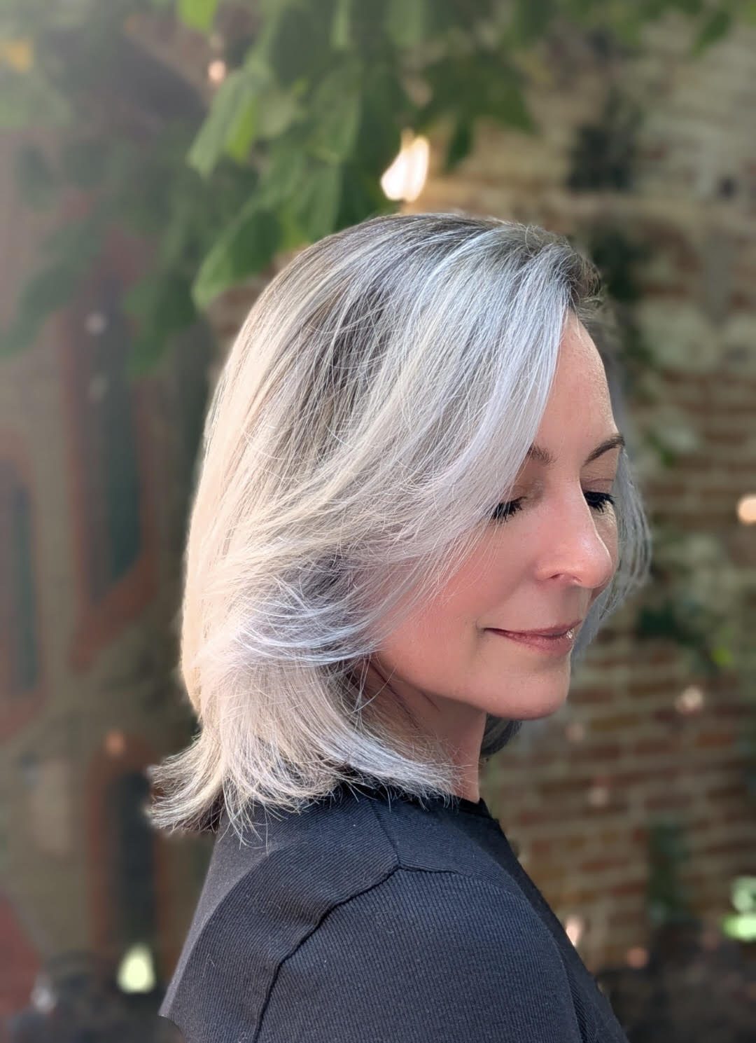 Platinum Silver Angled Bob Platinum Silver Angled Bob — Gray Blending