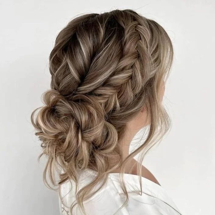 Textured Low Bun With Braided Accents — Boho Braided Wedding Hair