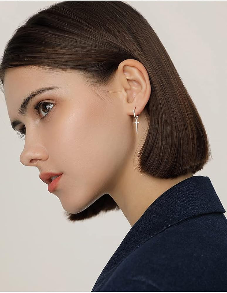 Edgy Accent: Dagger Dangle Silver Hoops with a Blazer — Silver Hoops Outfits