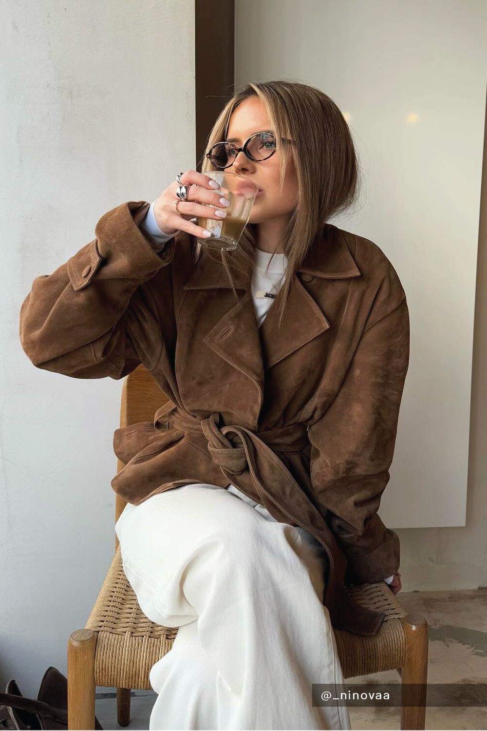 Brown Suede Belted Jacket for a Stylish Coffee Date Brown Suede Belted Jacket for a Stylish Coffee Date — Coffee Date Outfits