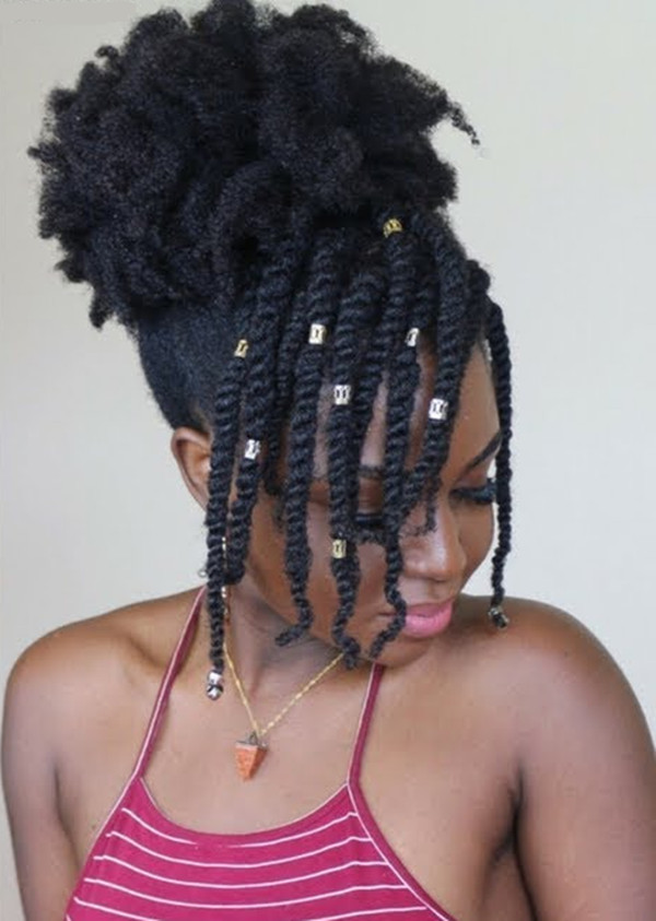 High Updo with Hanging Twists High Updo with Hanging Twists — 4B Hairstyles