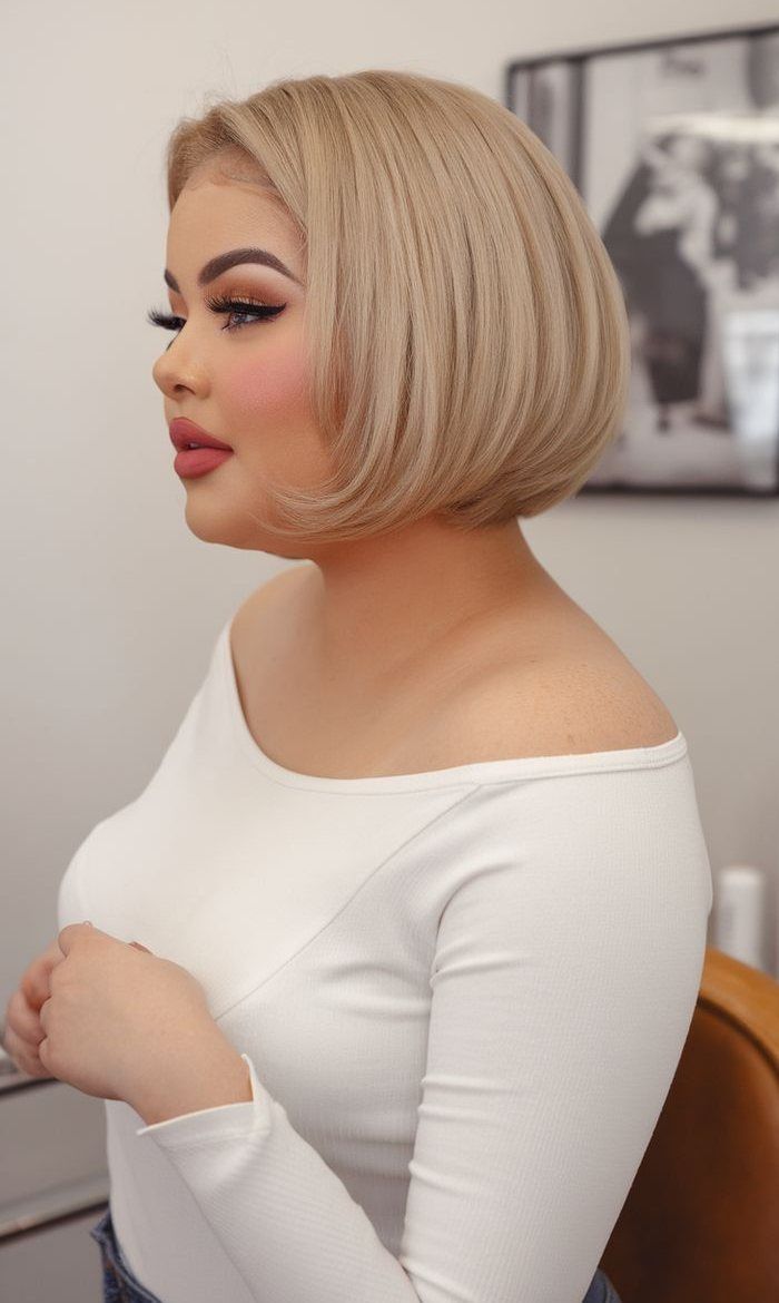 Ash Blonde Angled Bob — Bob for Round Face
