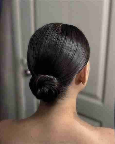 Extreme Shine Dark Brown Sleek Bun — Sleek Low Bun