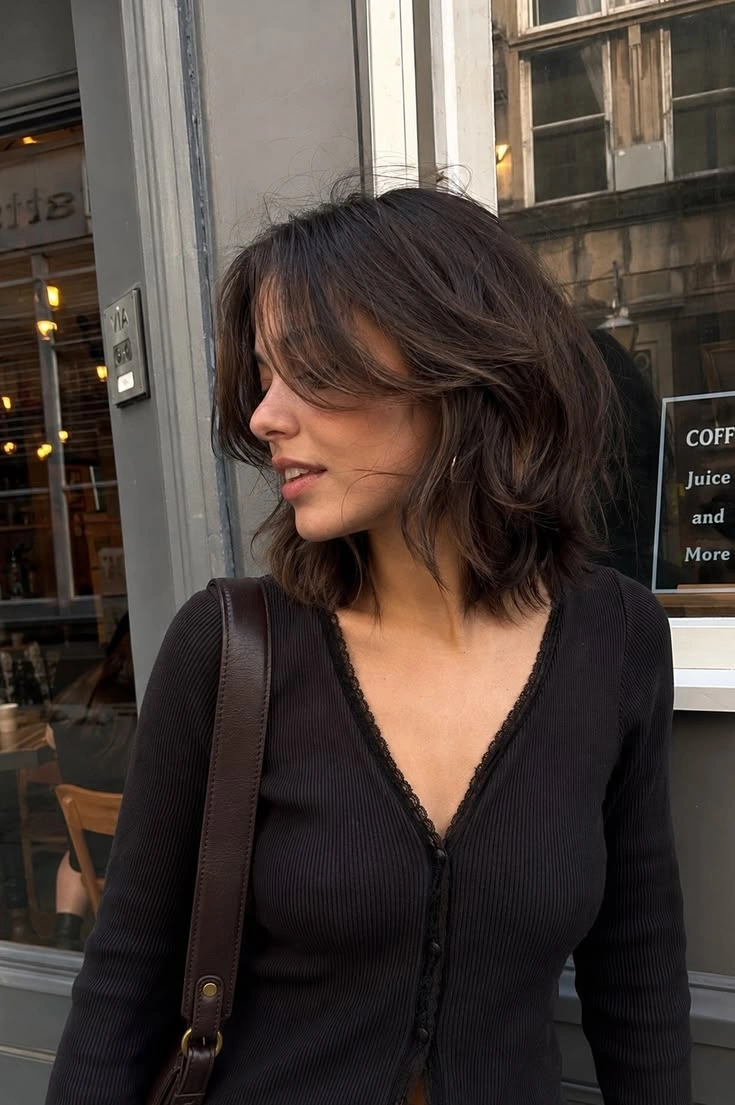 Dark Brown Blended Layers With Auburn Tones — Layered Hair