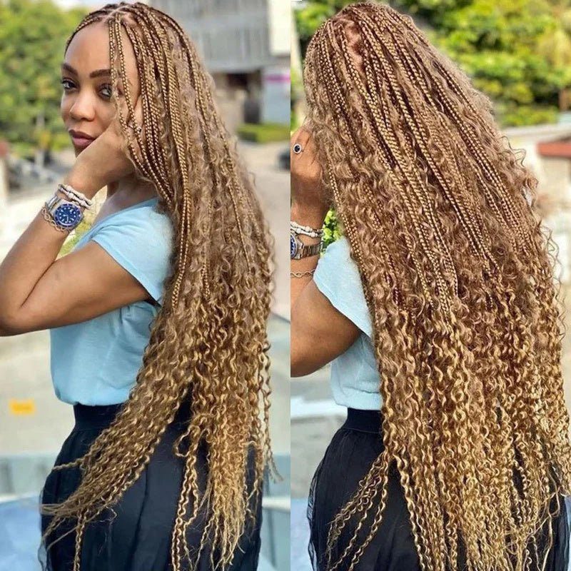 Honey Blonde Box Braids With Deep Wave Curls Honey Blonde Box Braids With Deep Wave Curls — Honey Blonde Braids
