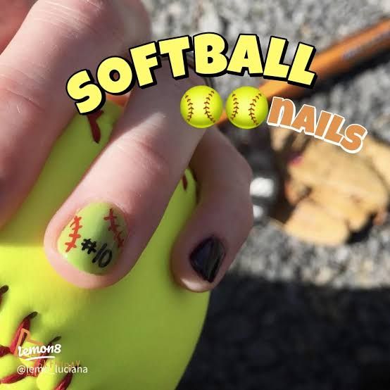 Sporty Game Day Visual Idea — Softball Nails