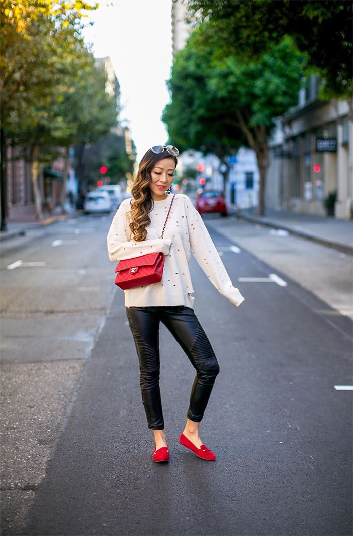 Distressed Sweater and Faux Leather Pants for a Casual Chic Look — San Francisco Outfits