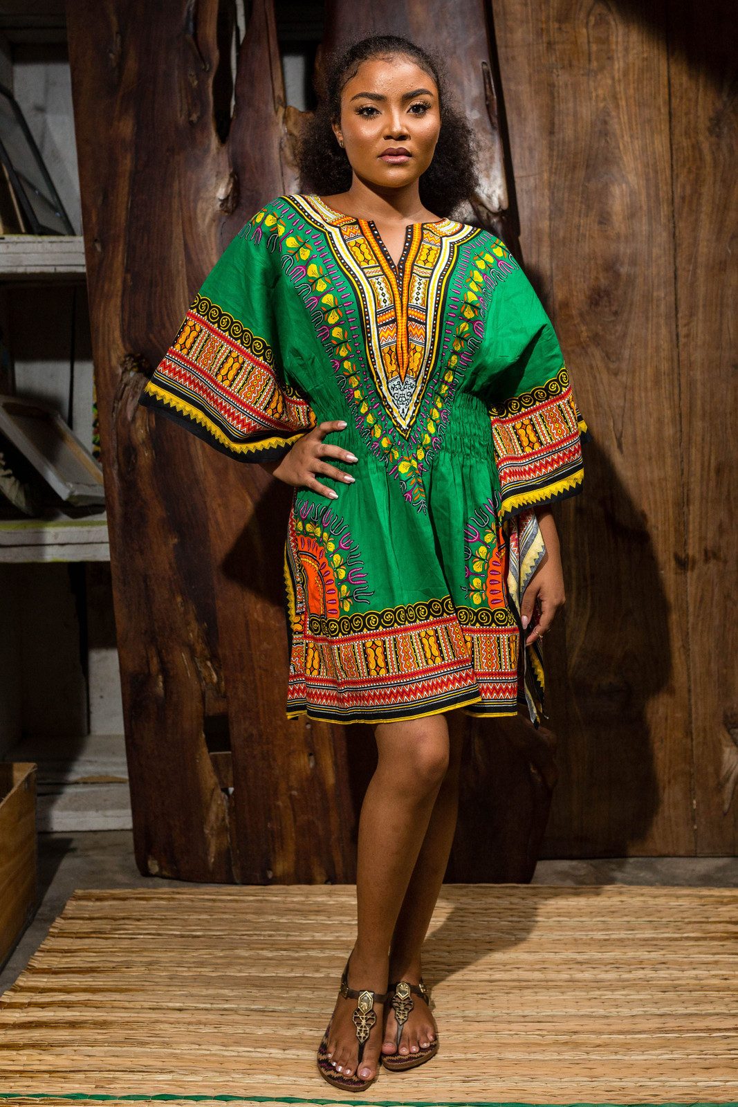 Green Dashiki dress | TheAfricanMarket.Com