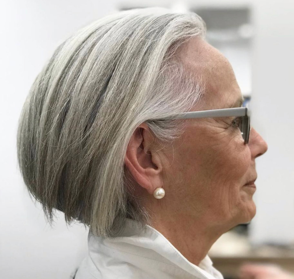 Rounded Bob With Smooth Blowout — Haircuts for Women Over 70 with Glasses