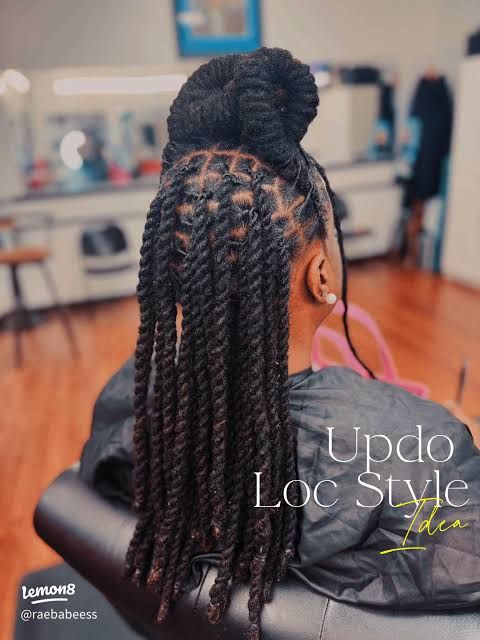 Sculpted Black Bun with Face-Framing Locs — Loc Bun