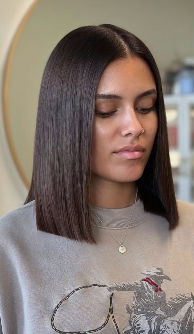 Espresso Brown Blunt Collarbone Cut Espresso Brown Blunt Collarbone Cut — Straight Hairstyles