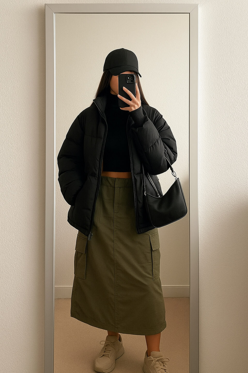 Puffer Jacket and Cargo Skirt for a Sporty Urban Ensemble Puffer Jacket and Cargo Skirt for a Sporty Urban Ensemble — Sporty Chic Outfits
