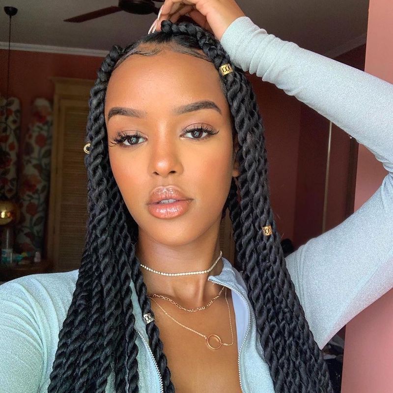 Black Twists Adorned with Gold Cuffs — Senegalese Twists