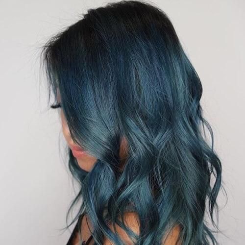 Deep Olive Green Shoulder Layers Deep Olive Green Shoulder Layers — Olive Green Hair