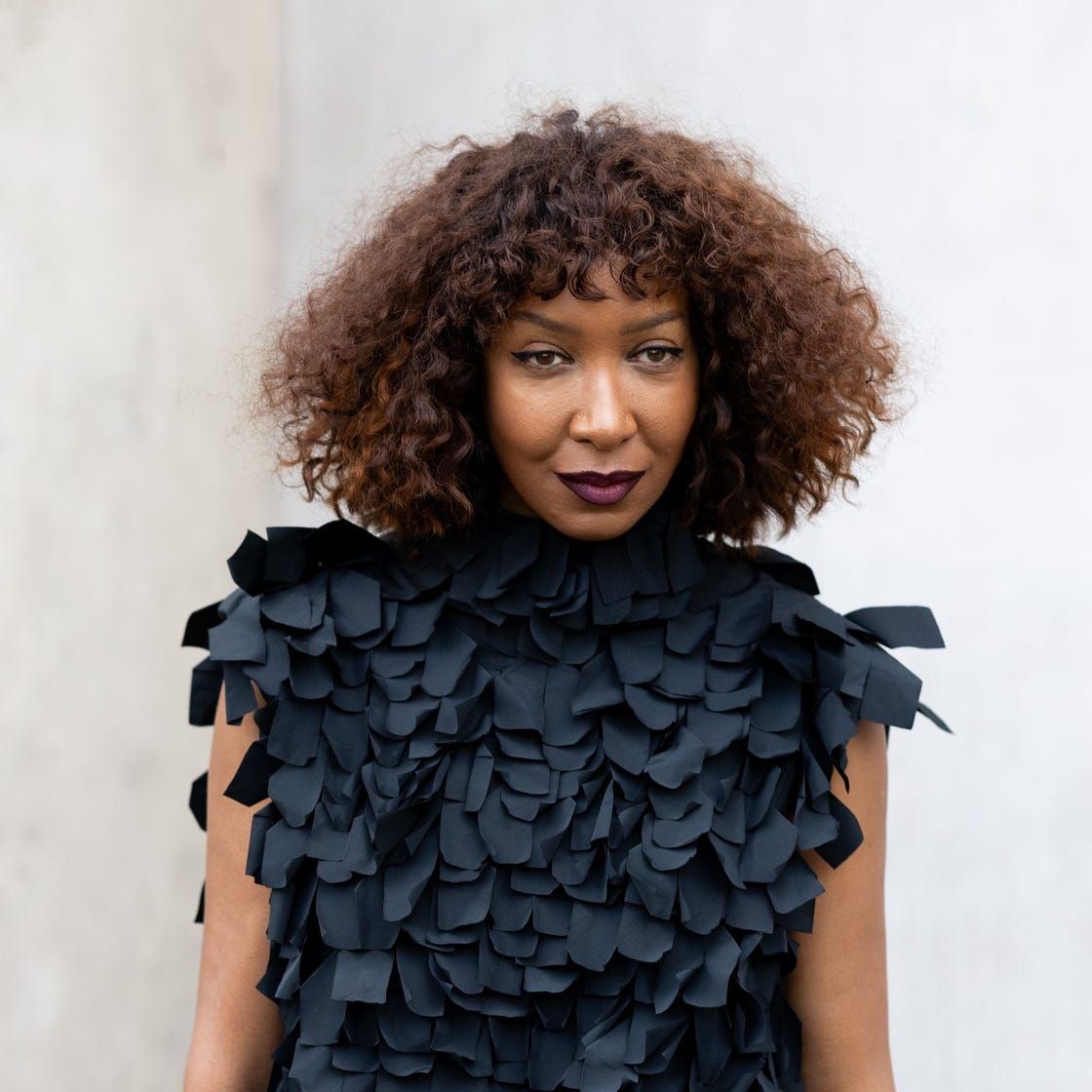 Collarbone Visual Idea — Natural Hair with Bangs