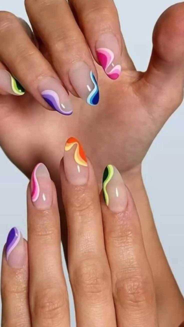 Abstract Wavy Lines In Various Colors Visual Idea Abstract Wavy Lines In Various Colors Visual Idea — Line Art Nails