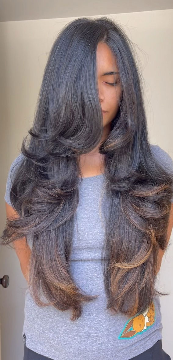 Ombre Butterfly With Soft Waves — Butterfly Haircut Long Hair