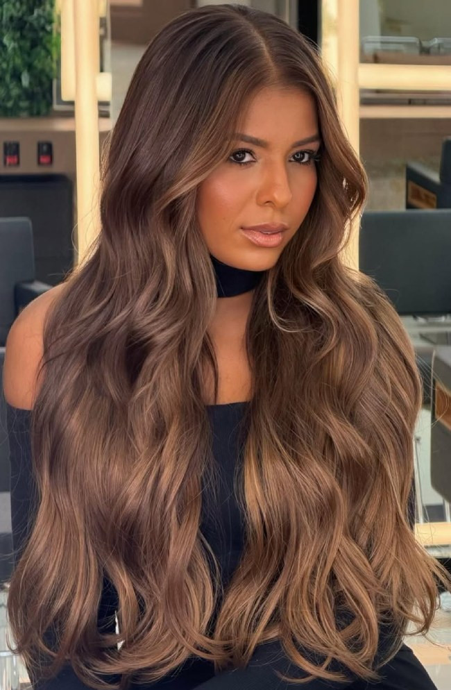 Caramel Mocha Balayage Waves — Mocha Brown Hair