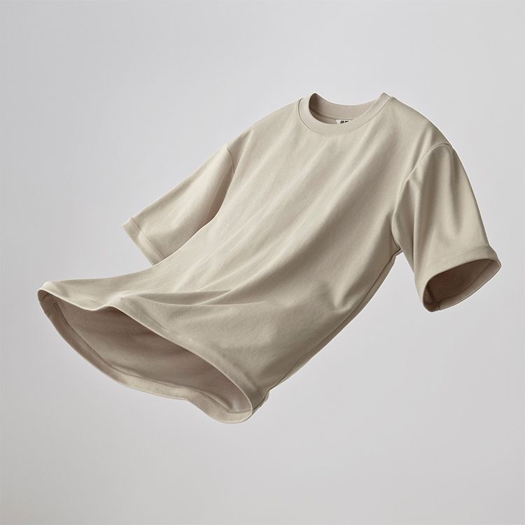 Beige Oversized T-Shirt with Flowing Fabric — Oversized Shirts