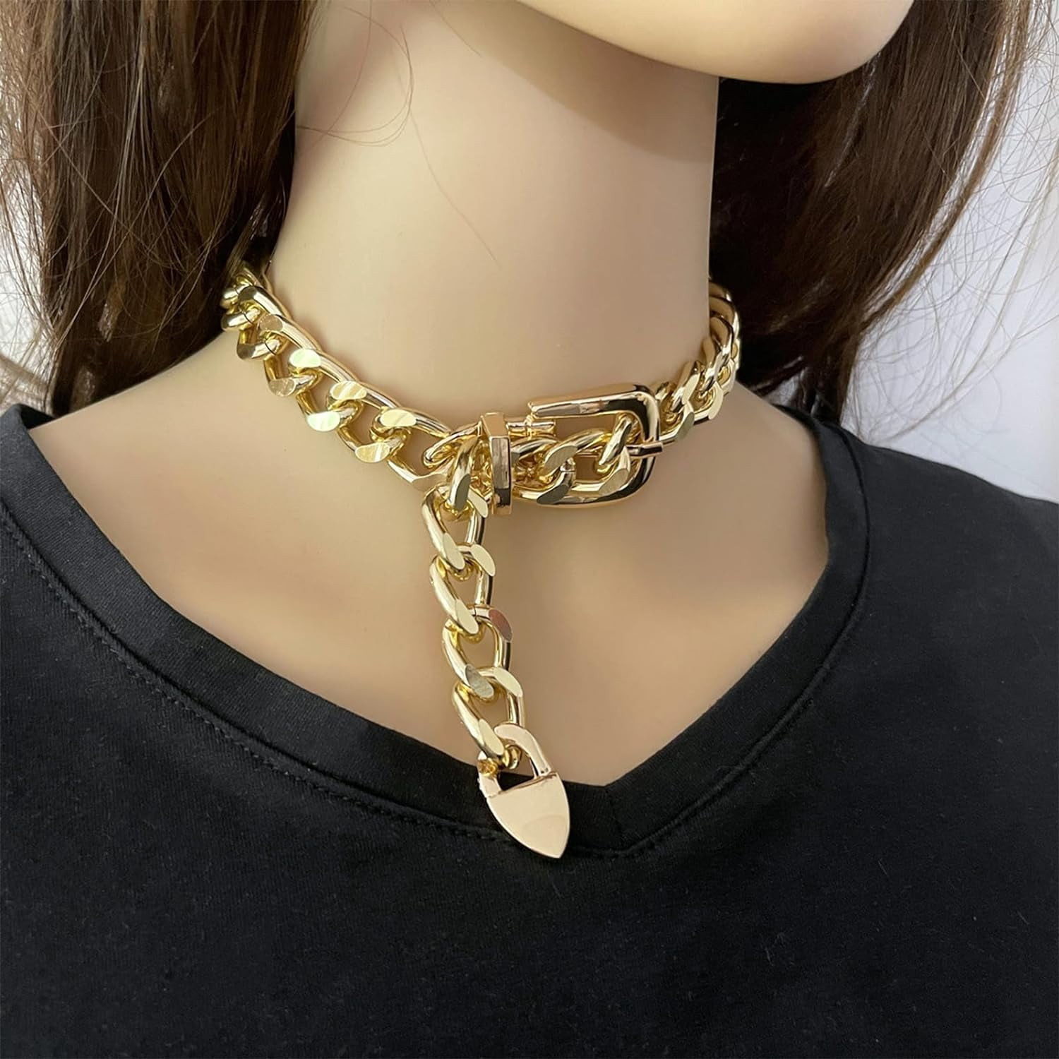 Chunky Gold Chain Necklace with Lock Detail — Chunky Gold Necklaces