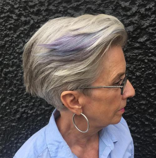 Silver-Grey with Lavender Pixie Bob Silver-Grey with Lavender Pixie Bob — Hair Color for Women Over 70