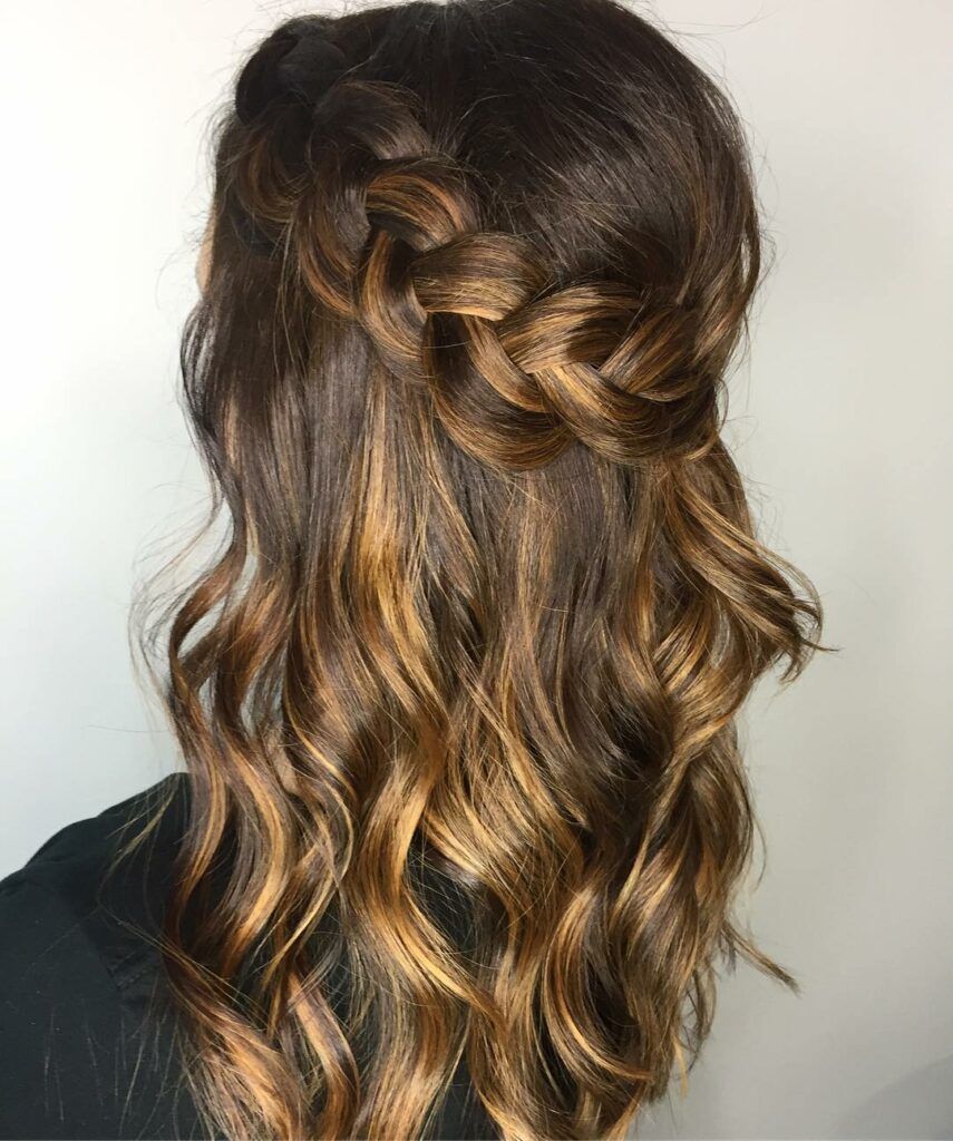 Half Up Half Down with Braided Crown — Baby Shower Hairstyles