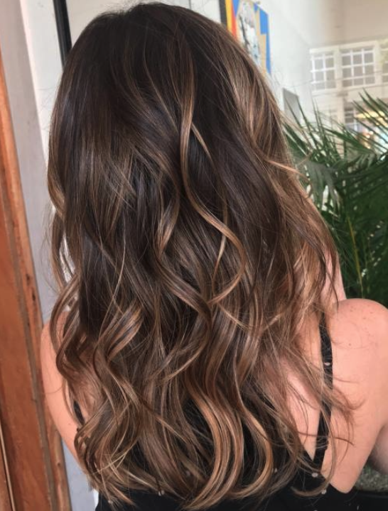 Subtle Long Layer Caramel Highlights — Caramel Balayage