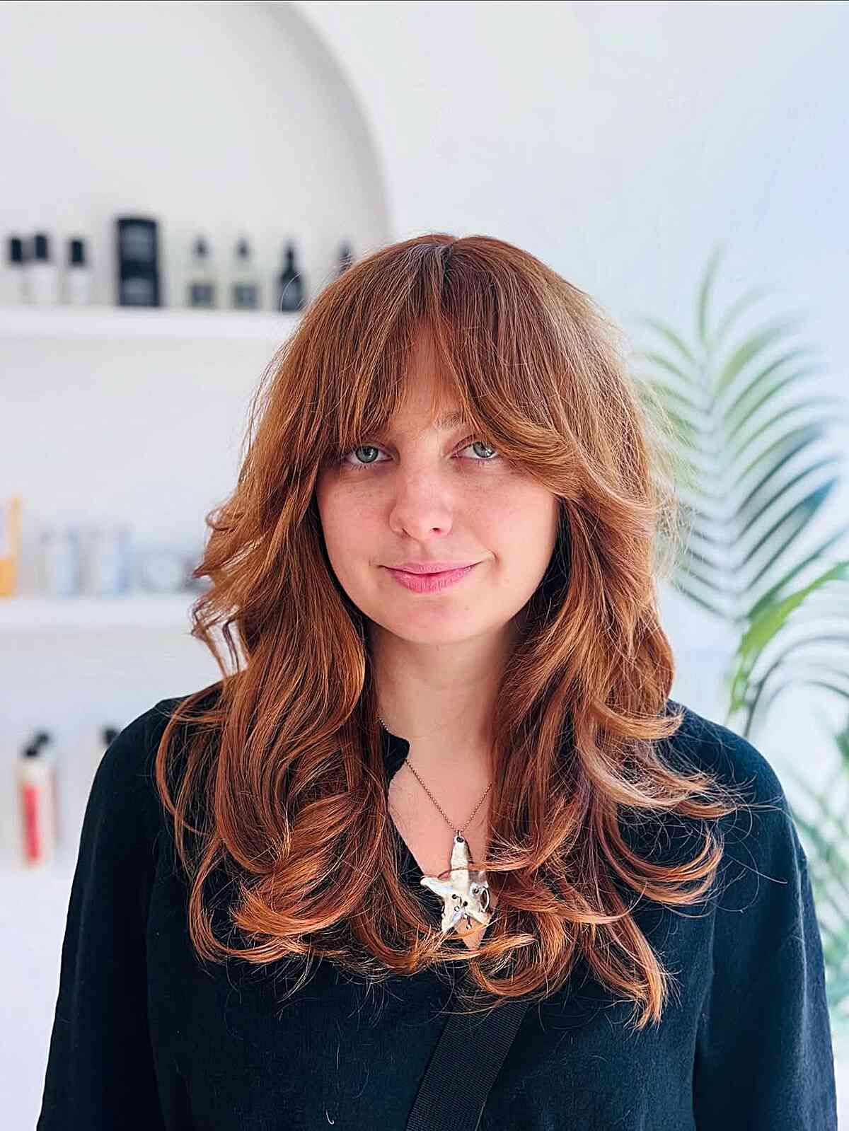 Shoulder Length Layers With Curtain Bangs — Haircuts for Wavy Hair