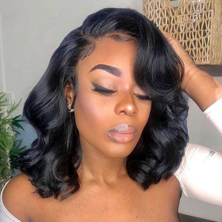 Collarbone Black Bob With Soft Waves Collarbone Black Bob With Soft Waves — Natural Hair Bob