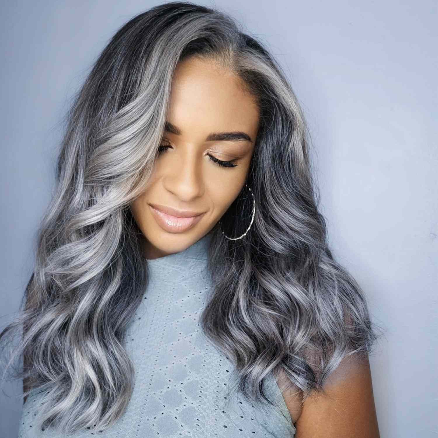 Ash Gray With Lighter Highlights — Long Gray Hair