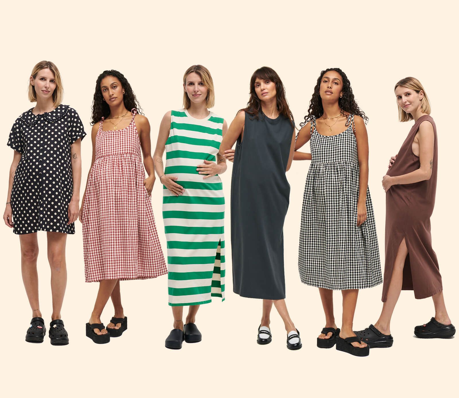 Assorted Maternity Dresses in Prints and Solids Assorted Maternity Dresses in Prints and Solids