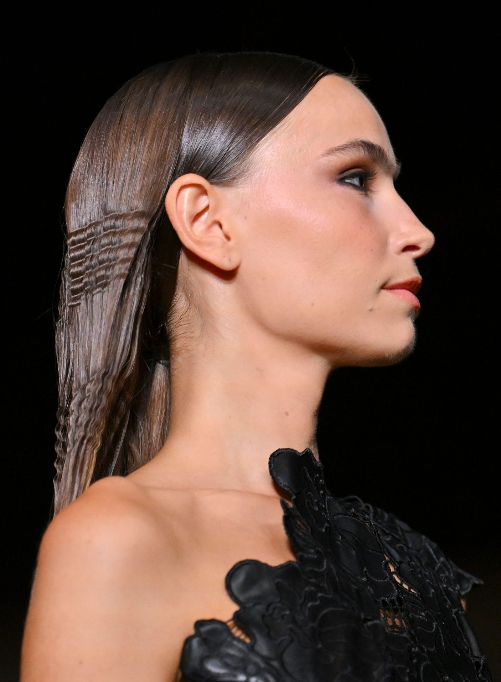 Sleek Top to Crimped Mid-Back — Crimped Hair