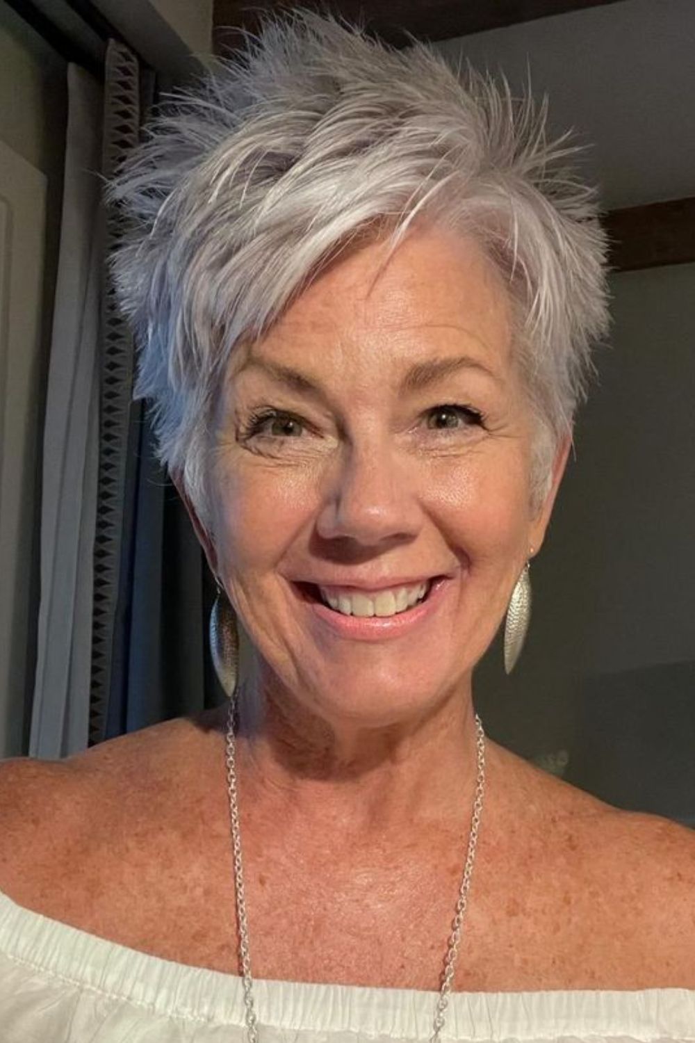Ash Blonde Pixie With Swept Bangs Ash Blonde Pixie With Swept Bangs — Pixie Cut for Women Over 60