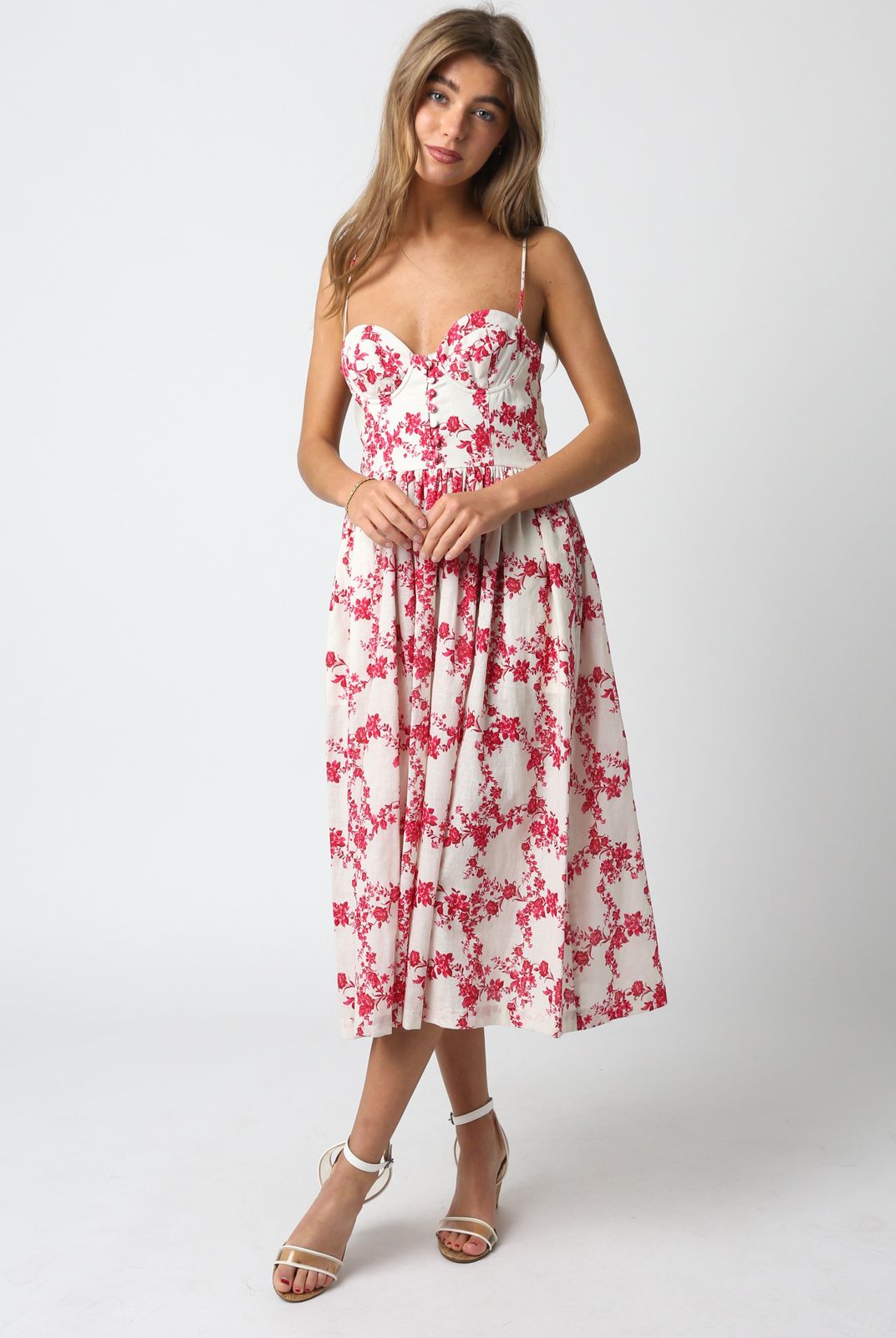 Summer Casual: White Floral Corset Dress with A-Line Skirt Summer Casual: White Floral Corset Dress with A-Line Skirt — Corset Dress Outfits