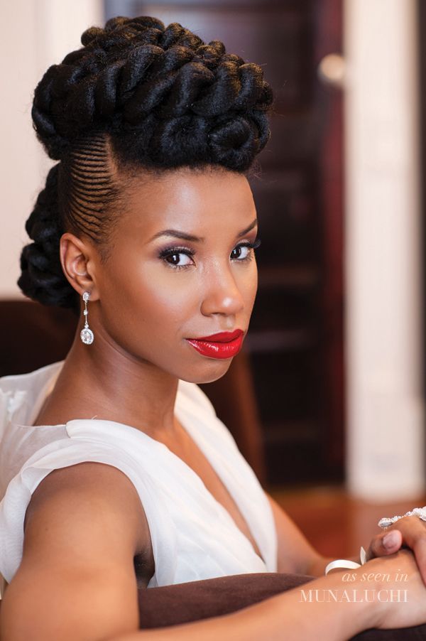 Mohawk Updo With Braided Sides Mohawk Updo With Braided Sides — Wedding Hairstyles for Black Women