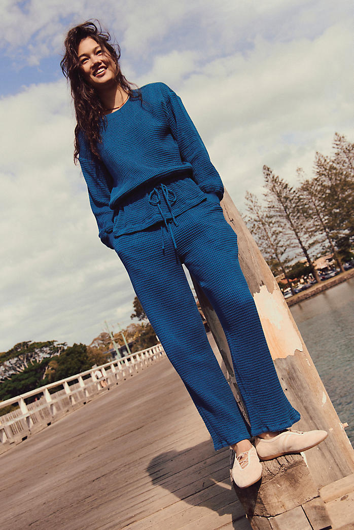 Teal Waffle Knit Loungewear Set Teal Waffle Knit Loungewear Set — Free People Outfits